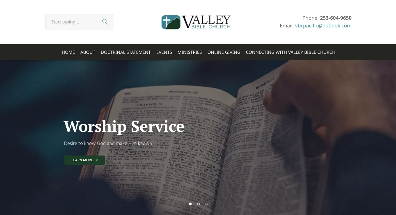 Valley Bible Church - best Church website designs